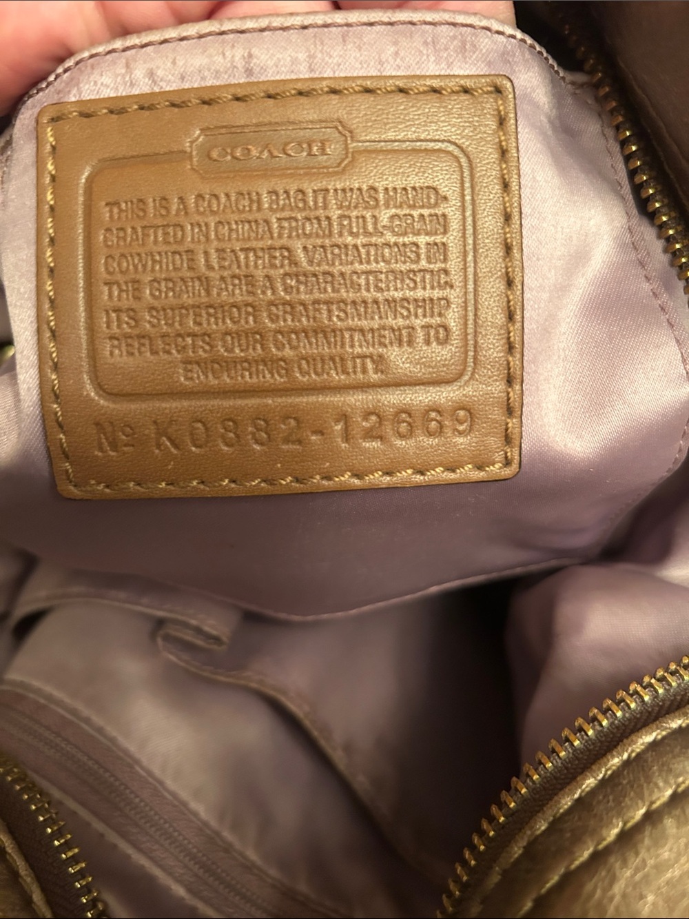 Coach Metallic Bronze Leather Shoulder Bag with Gold Hardware - Picture 11 of 11